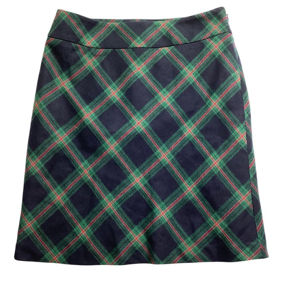 Talbots green plaid 70% wool mini skirt sz 6